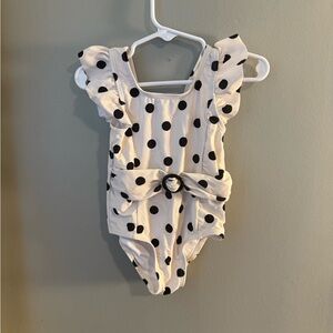 Jessica Simpson Black and White One Piece Swimsuit with Ruffles